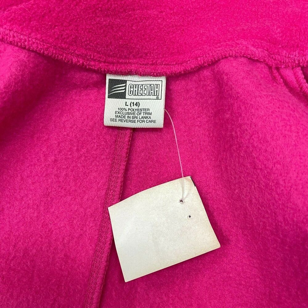 Cheetah Girl's Vest Large 14 Pink Black Sleeveless Fleece Full‎ Zip NWT - Picture 5 of 5